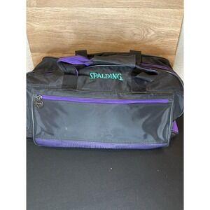 Vintage Spalding Nylon Zip Up Duffle Bag - Retro Black/Purple/Teal, 19x10x11